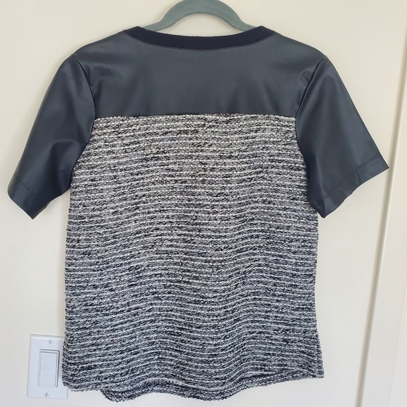 J.O.A Black Metallic Top with Faux Leather Sleeves - Picture 6 of 10